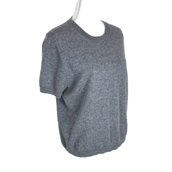 Quince Women XL 100% Cashmere Short Sleeve Sweater Crewneck Gray Quiet Luxury - Picture 3 of 11